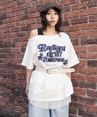 WEGO タンクレイヤードワンショルビッグT ホワイト