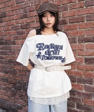 WEGO タンクレイヤードワンショルビッグT ホワイト