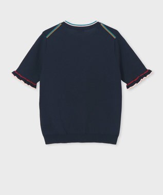 Paul Smith 【洗える】フレアスリーブ 半袖ニット ネイビー