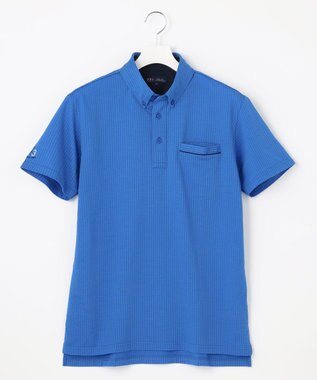 23区GOLF 【MEN】【吸水速乾・UVケア】ストレッチサッカー半袖シャツ サックスブルー系