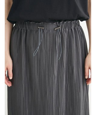 Green Parks プリーツドッキングフレンチワンピース Dark Gray