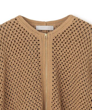 UNFILO クロシェレースニット ZIPカーディガン キャメル