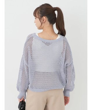 earth music&ecology スパンコールショートゆるニット Sax