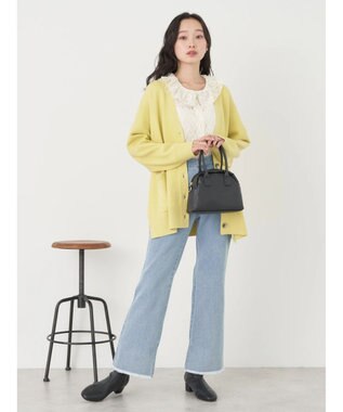 earth music&ecology やわらかタッチＶネックカーディガン Yellow