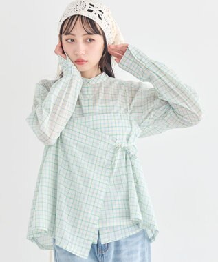 earth music&ecology 【予約】【綿100％】SET2点エプロンライクビスチェ＋シャツ