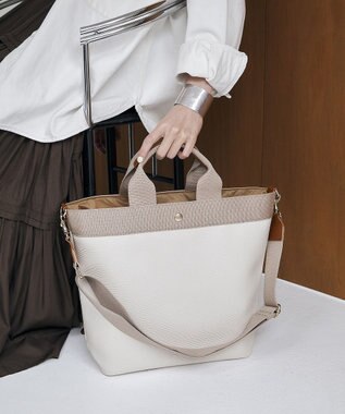 TOPKAPI 【Breath TOPKAPI】RIPPLE リプル ファスナー付 縦型 2way トートバッグL アイボリー