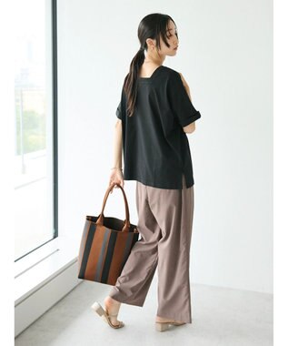 CRAFT STANDARD BOUTIQUE 接触冷感/抗菌防臭/ 前後2WAY半袖スクエアネックTee Black
