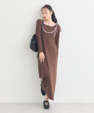 earth music&ecology 【2点SET】レイヤードバイカラーカットワンピース ブラウン