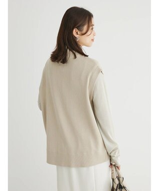 Green Parks ＺＩＰ付きリブニットベスト Beige