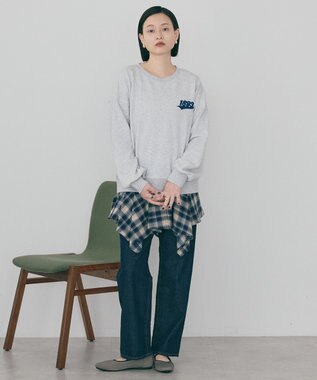 AMERICAN HOLIC ワンポイントサガラ刺繍裏毛プルオーバー Gray Mixture