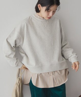 AMERICAN HOLIC 配色ライン裏毛プルオーバー Oatmeal