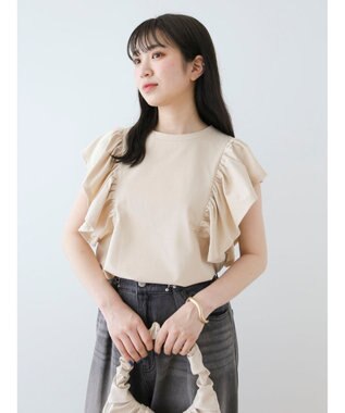 Green Parks ・ＳＵＧＡＲ　ＳＰＯＯＮ＜ＣＯＯＬ＞ラッフルスリーブＴＥＥ Beige