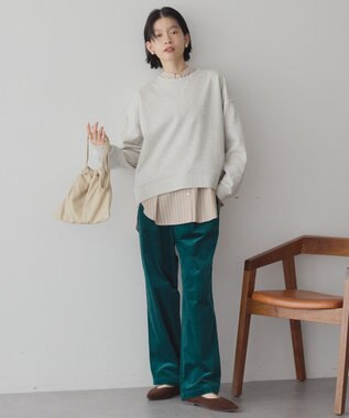 AMERICAN HOLIC 配色ライン裏毛プルオーバー Oatmeal