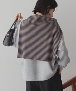 AMERICAN HOLIC 配色ライン裏毛プルオーバー Light Gray Mixture