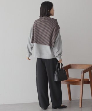 AMERICAN HOLIC 配色ライン裏毛プルオーバー Light Gray Mixture