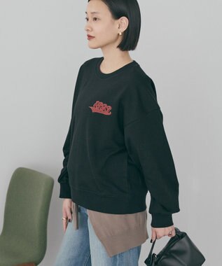 AMERICAN HOLIC ワンポイントサガラ刺繍裏毛プルオーバー Black