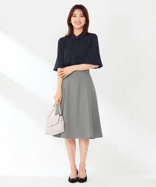 ANY SIS 【洗える】トロミシャツカラー ブラウス ネイビー