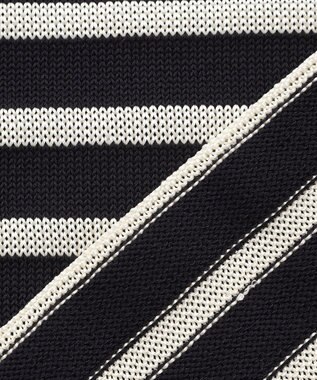 BEIGE， HELIODOR / レーヨンボーダーマリンボタンニット Navy × Ecru