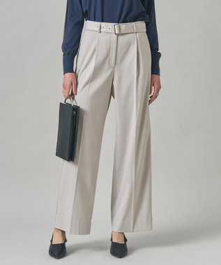 【裏起毛】 ウォームサテン ワイドストレートパンツ