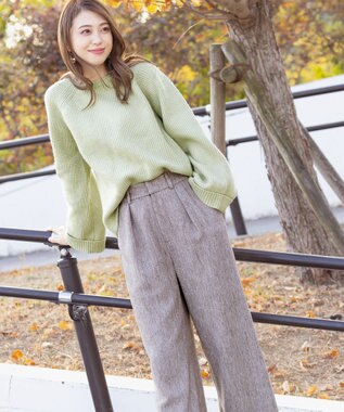 Tiaclasse L 【洗える】リラックス感のあるラグランスリーブニット ミント