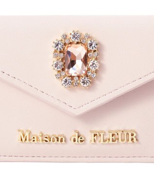 Maison de FLEUR リール付きビジューカードポケットパスケース Pink