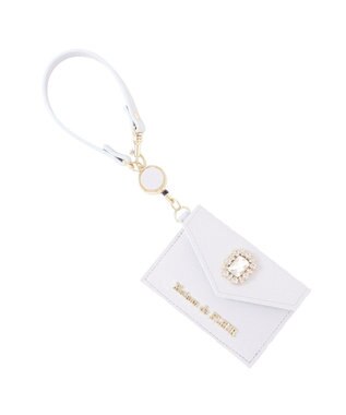 Maison de FLEUR リール付きビジューカードポケットパスケース Sax