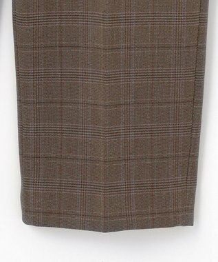 J.PRESS LADIES L 【洗える】T/Rアルガンシルクチェック テーパード パンツ ブラウンチェック系