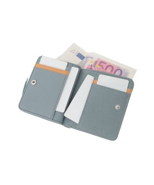 genten ピア Lファスナー二つ折り財布 ライトブルー