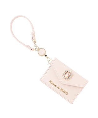 Maison de FLEUR リール付きビジューカードポケットパスケース Pink