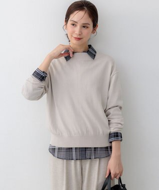 組曲 【WEB限定】コットンニット プルオーバー サンドベージュ系