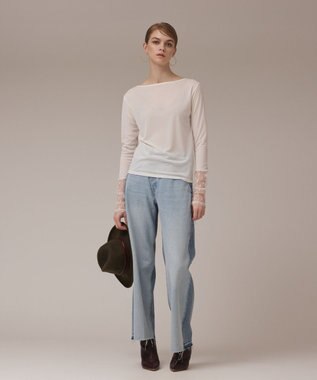 GRACE CONTINENTAL アセテートシアーカットトップ ホワイト