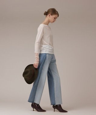 GRACE CONTINENTAL アセテートシアーカットトップ ホワイト