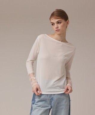 GRACE CONTINENTAL アセテートシアーカットトップ ホワイト