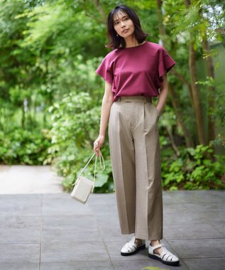 ANY 【吸水速乾/イージーケア/ストレッチ/ウエストゴム/洗濯機可能】ドライチノタックパンツ ライトモカ