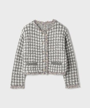 GRACE CONTINENTAL ツイードニットショートカーディガン グレー