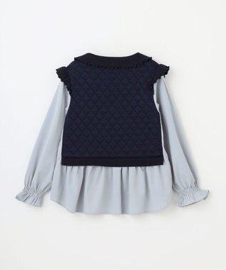 組曲 KIDS 【150-160㎝】フラワーキルトレイヤード トップス ネイビー系