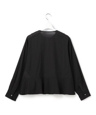 23区 【GOLD LABEL】トリアセテートオーガンジー プリーツブラウス ブラック系