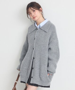 earth music&ecology 襟付きニットアウター Gray Mixture