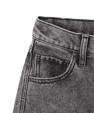 WEGO 【新色追加/美脚/XSSMLサイズ展開】ストレートデニムパンツ ブラックその他