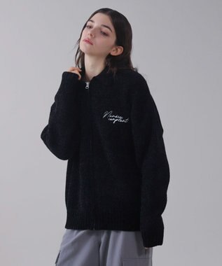  【ユニセックス着用ITEM】ベロアモールワンポイントZIPカーディガン