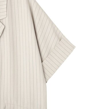 earth music&ecology 【セットアップ対応】リネンライクダブルジャケット Stripe Ivory