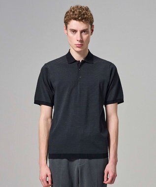 JOSEPH HOMME 【新柄】リュクスレーヨンボーダー　ポロニット グレー系1