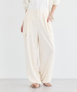 earth music&ecology 総レースカーゴパンツ Ivory