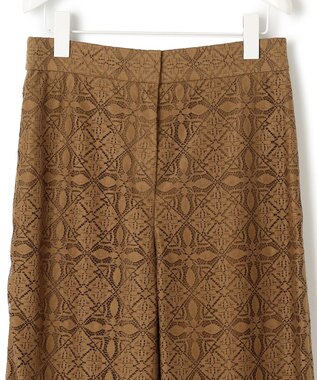 ICB L 【洗える】タイルパターンレース ワイドストレートパンツ キャメル系