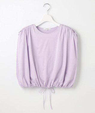 23区 L 【SLOW/一部店舗限定】ファインゲージ ギャザー Tシャツ ライラック系