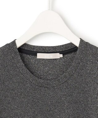 ICB L 【洗える】 シャイニーリブテレコ プルオーバー ブラック×シルバー系