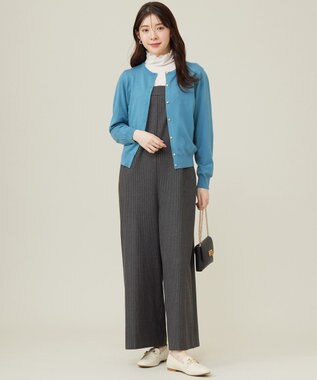 ANY SIS L 【洗える】起毛ストライプ ロンパース グレーストライプ