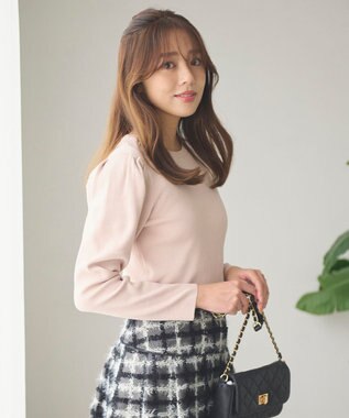 Feroux 【洗える】パワショル ニットプルオーバー ベージュ系