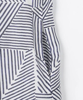 自由区 【洗える・XSサイズあり】モザイクラインプリント ワンピース ネイビー系6