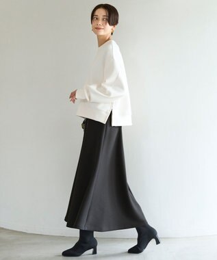 UNFILO L 【WEB限定】BEAUTY FORM JERSEY サイドZIP クロップドプルオーバー エクリュ